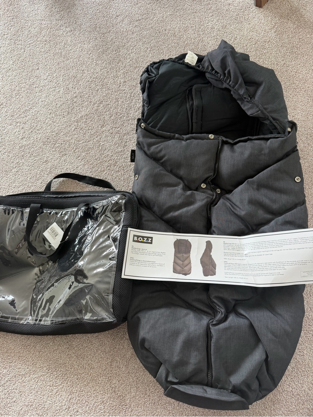 Bozz Ergo Duck down/wool black universal stroller Footmuff